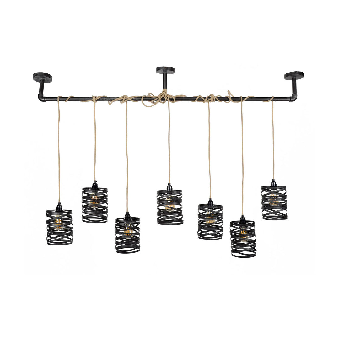 FURBO loftlampe m. 7 skærme grå metal