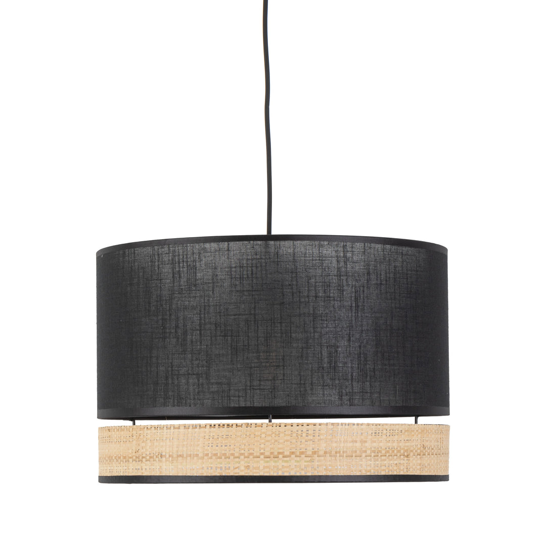 TK Paglia loftlampe 380 sort stof og natur flet