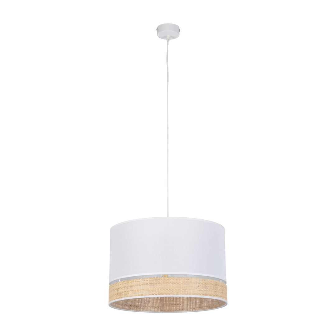 TK Paglia loftlampe 380 hvid stof og natur flet