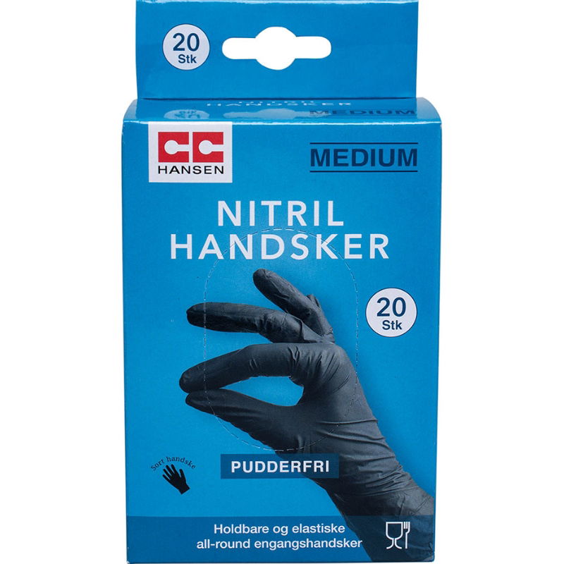 Produktbillede af Nitrilhandsker Medium 20 Stk. Cc Hansen på tilbud i premium kvalitet