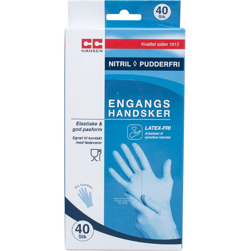 Produktbillede af Engangshandsker Nitril 40 Stk. Cc Hansen på tilbud i premium kvalitet