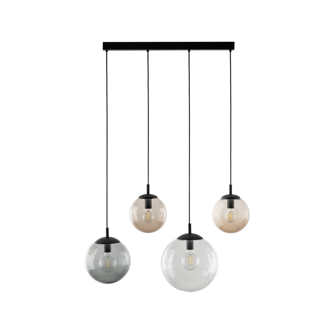 TK Esme loftlampe m. 4 skærme multifarvet glas og sort metal