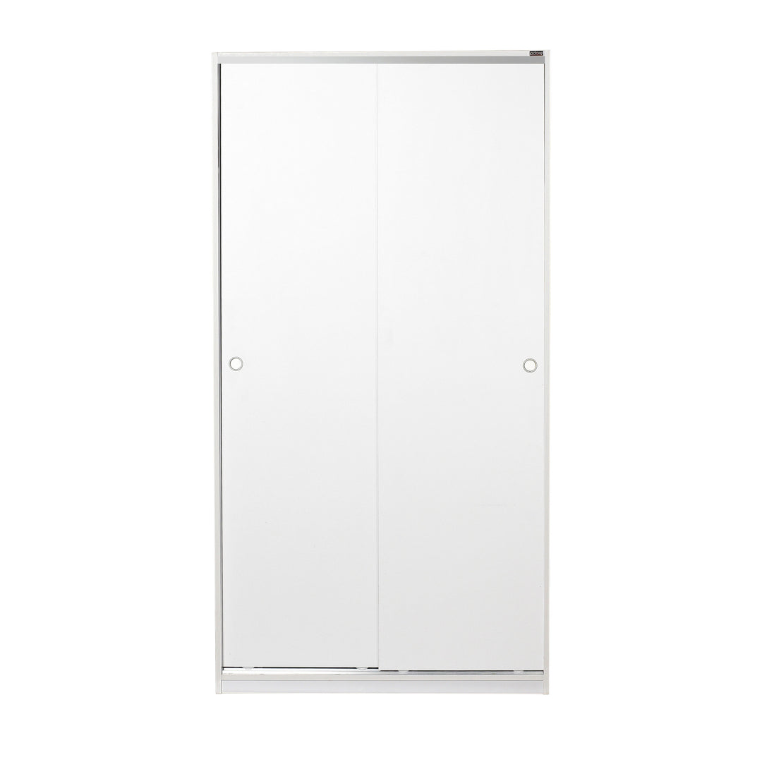 FUNZI LIVING SWD garderobeskab m. 2 skydelåger 1 bøjlestang 5 hylder hvid melamin