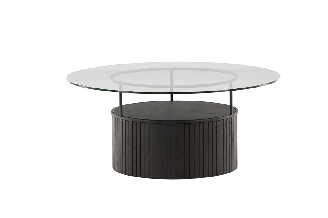 VENTURE DESIGN Bovall sofabord rund klar glas og sort ask/metal Ø90