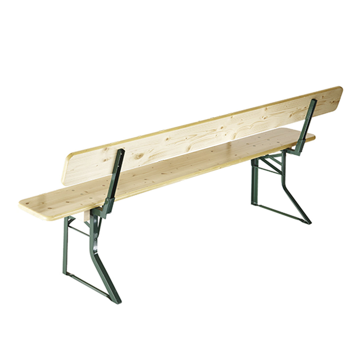 Produktbillede af Brau bænk 220x27 cm natur med ryglæn Natur-grøn på tilbud