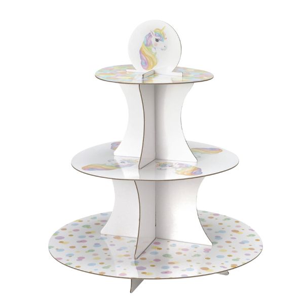 Produktbillede af Unicorn Kagestand i 3 Lag Pap på tilbud – premium kvalitet og detaljer