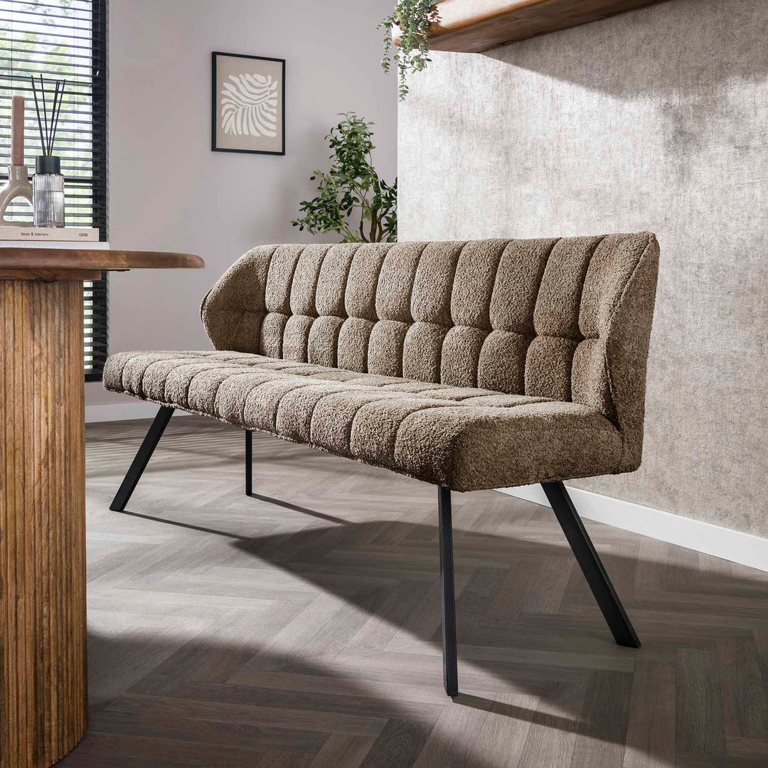 Produktbillede af Clapton Bænk i boucle taupe længde 180 cm. på tilbud i høj kvalitet