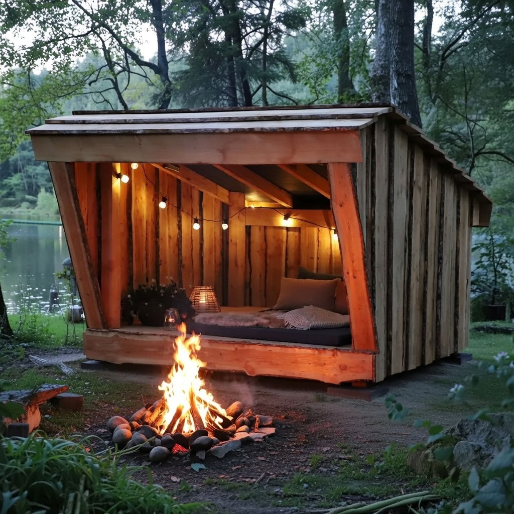 Produktbillede af Shelter i lærketræ 4 personer på tilbud i høj kvalitet