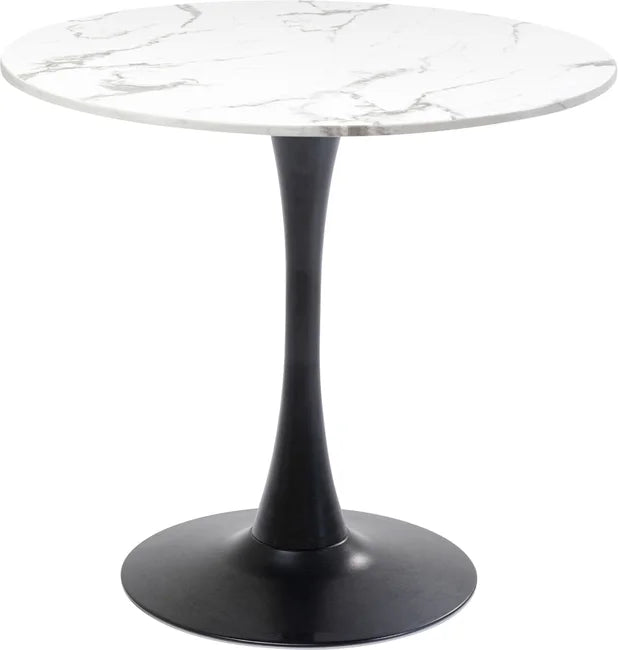 KARE DESIGN Schickeria spisebord rund hvid marmorlook laminat og sort stål Ø80
