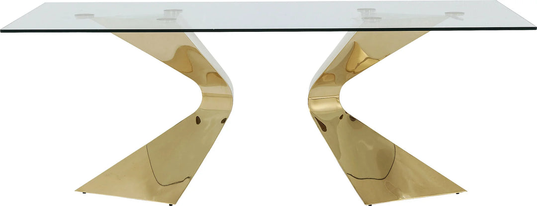 KARE DESIGN Gloria spisebord rektangulær klar glas og guld stål 200x100