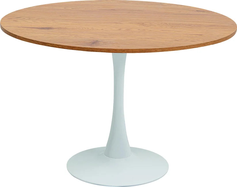 KARE DESIGN Schickeria spisebord rund laminat m. egetræslook og hvid stål Ø110