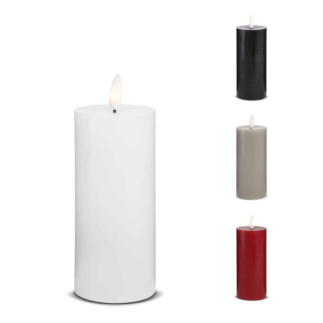 Produktbillede af LED Stearinlys 1 stk. ø5,5 x 15 cm m/3D flamme (flere farver) Hvid på tilbud