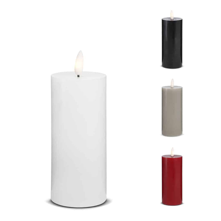 Produktbillede af LED Stearinlys 1 stk. ø5,5 x 15 cm m/3D flamme (flere farver) Sort på tilbud