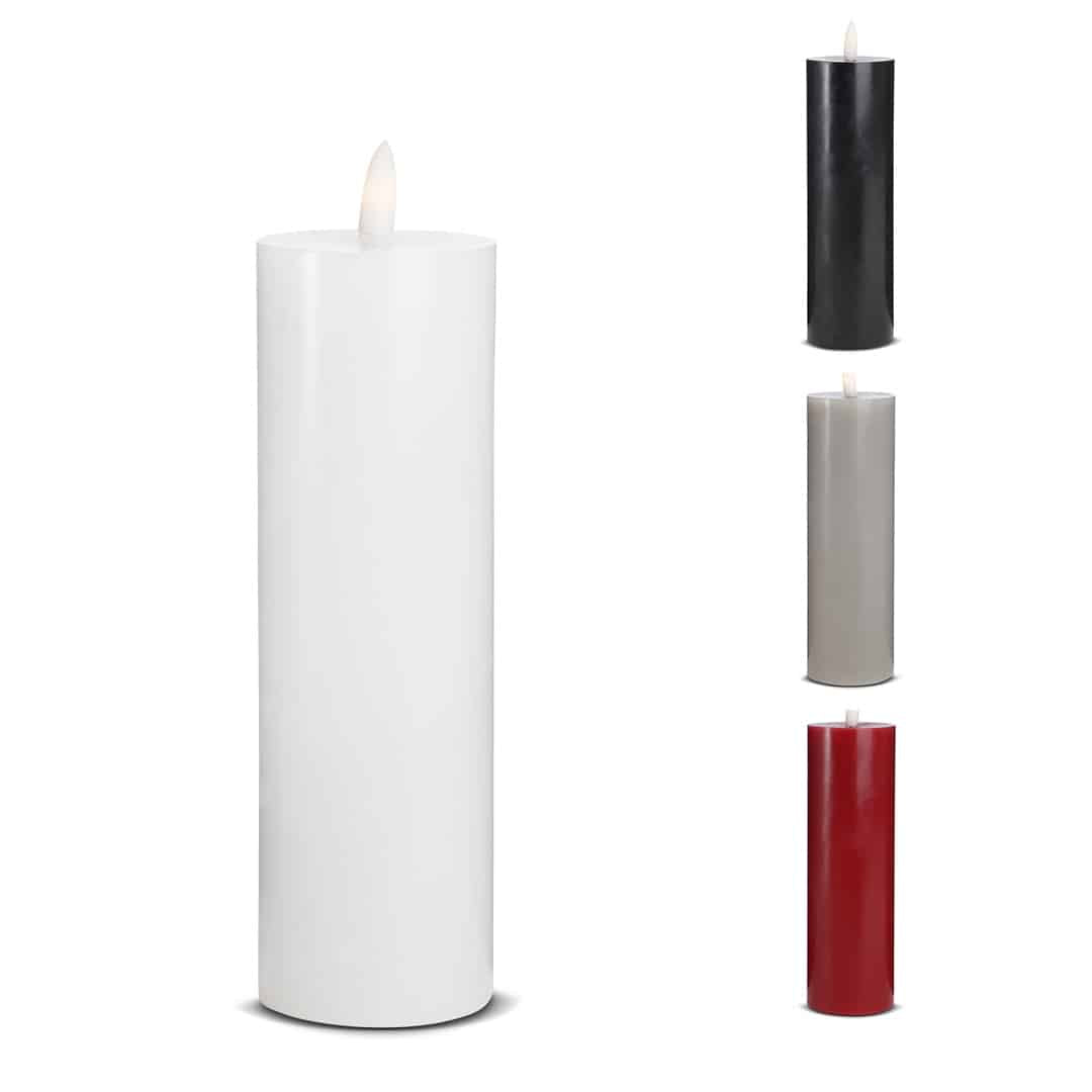Produktbillede af Køb LED Stearinlys 1 stk. ø5,5 x 20 cm m/3D flamme (flere farver) Sort på tilbud