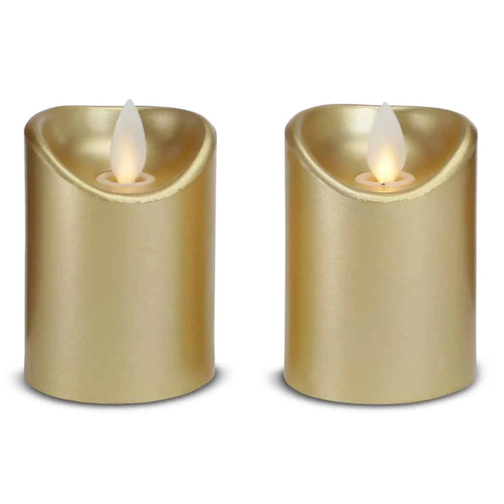 LED stearinlys 2 stk. 7 cm m/3D flamme (flere farver) Guld