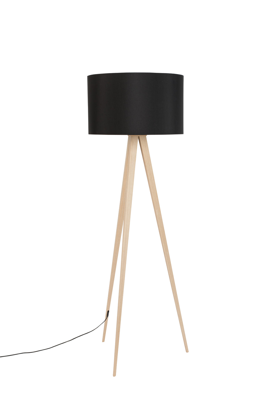 ZUIVER Tripod gulvlampe sort og natur træ