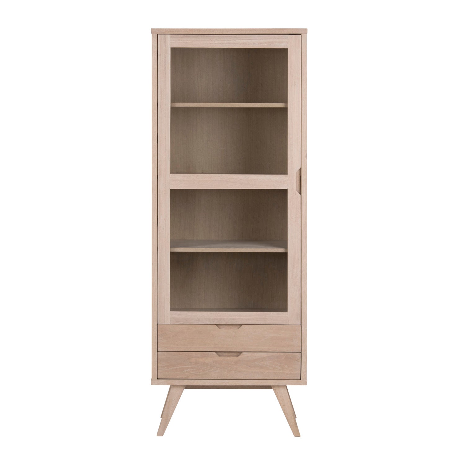 Produktbillede af ACT NORDIC A-Line vitrineskab m. 1 glaslåge og 2 skuffer hvidpigmenteret egetræsfiner og egetræ i premium kvalitet