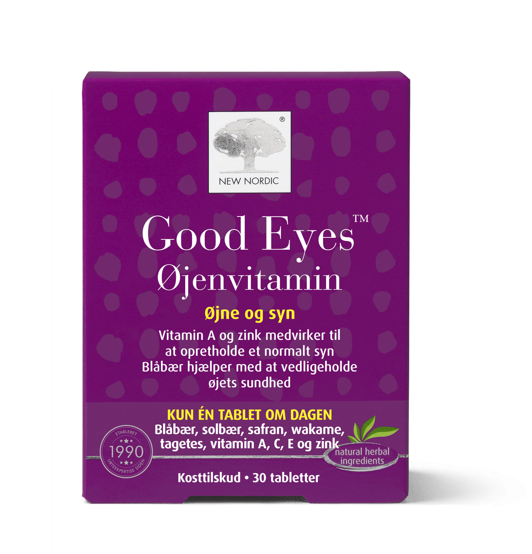 Detaljeret produktbillede af New Nordic Good Eyes Øjenvitamin 30 tabl. på tilbud