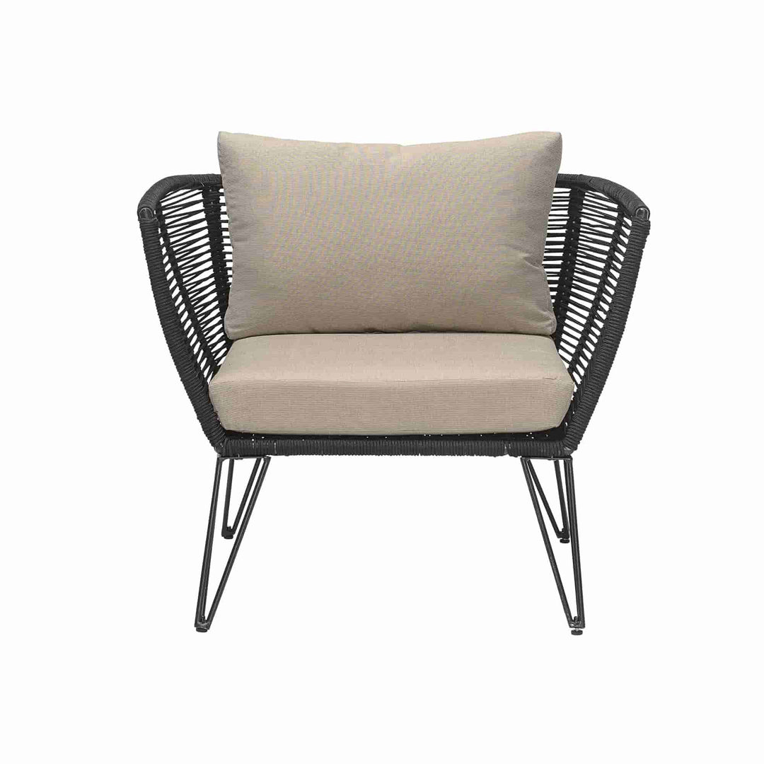 Produktbillede af BLOOMINGVILLE Mundo loungestol natur/sort polyester/metal m. armlæn inkl. hynder i premium kvalitet