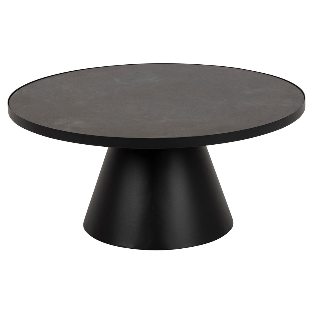 Produktbillede af ACT NORDIC Soli rund sofabord Fairbanks sort glas/keramik og sort metal Ø85,7 i premium kvalitet
