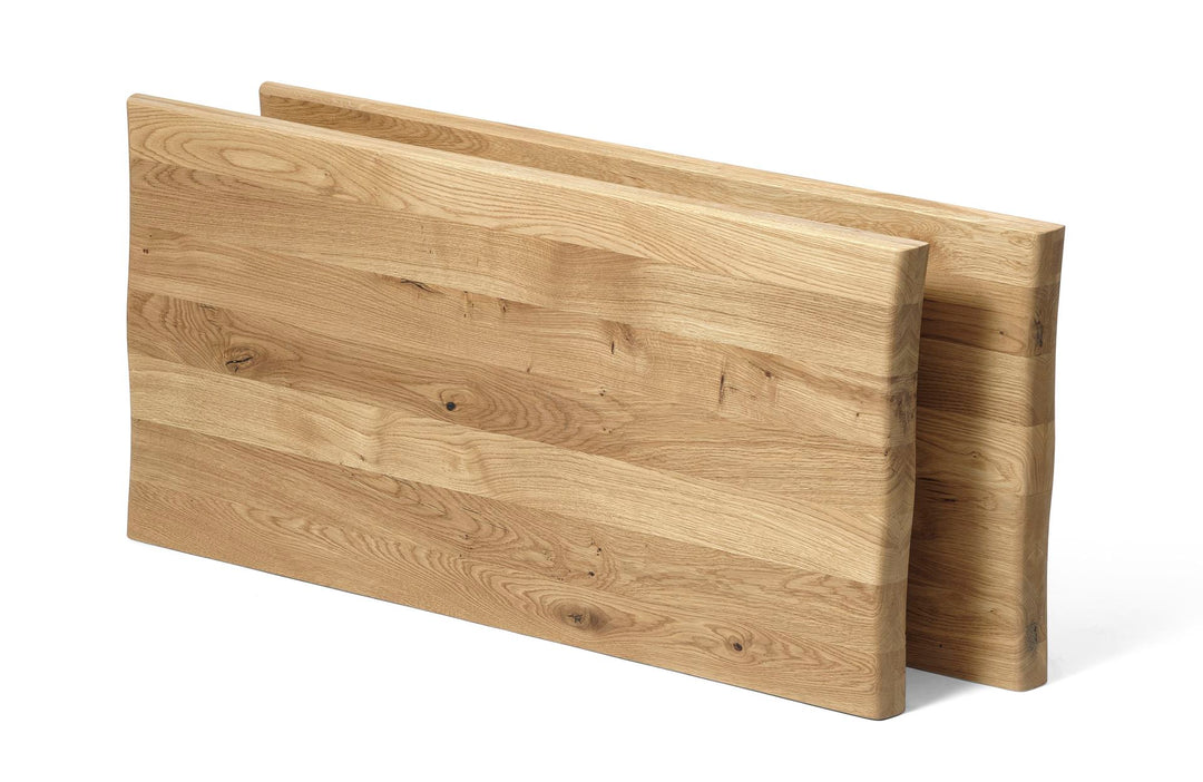 Atlantic tillægsplade med bølget kant 40 mm rektangulær natur egetræ 95x50 sæt af 2