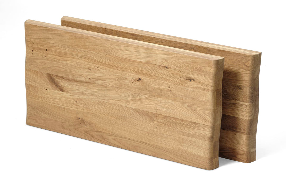 Atlantic tillægsplade med bølget kant 60 mm rektangulær natur egetræ 100x50 sæt af 2