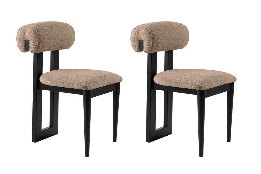 NORDVÄRK Natura spisebordsstol sand/beige polyester og sort bøgetræ sæt med 2