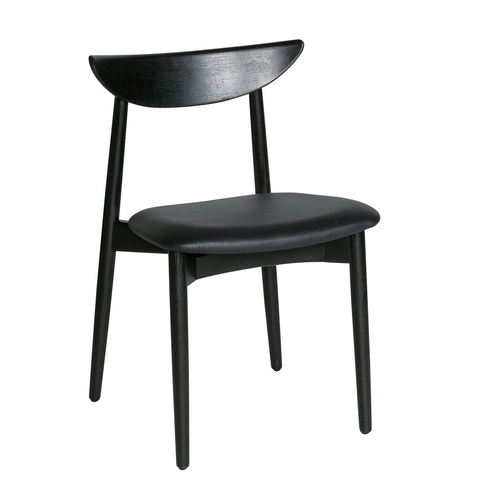 Produktbillede af HASLEV SYMPHONY STOL 02 SORTBEJDSET LAKERET EG SORT LÆDER POLSTRING -43 i premium kvalitet