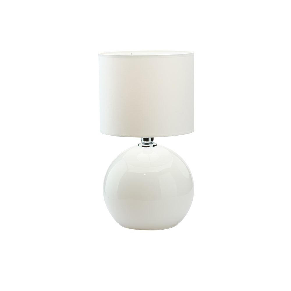 TK Palla bordlampe Lille hvid stof og hvid glas