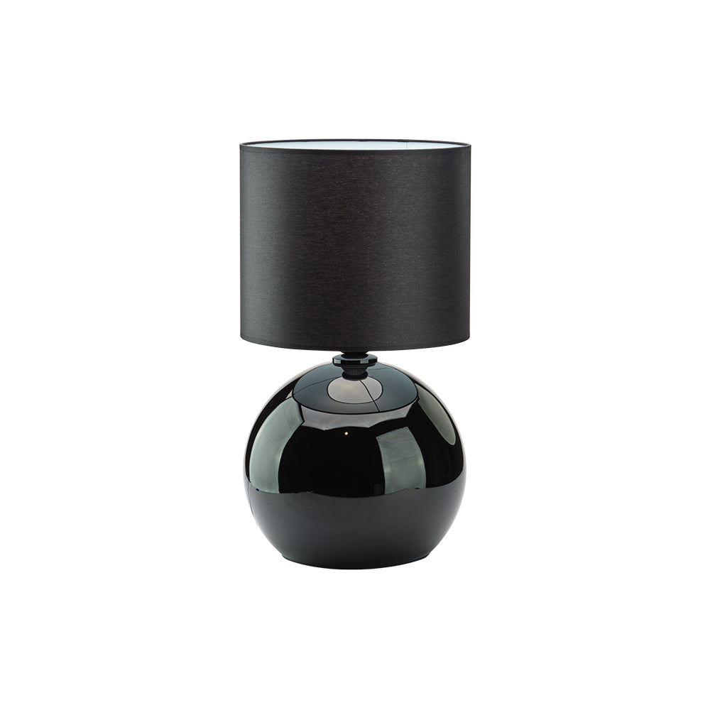 TK Palla bordlampe Lille sort stof og sort glas