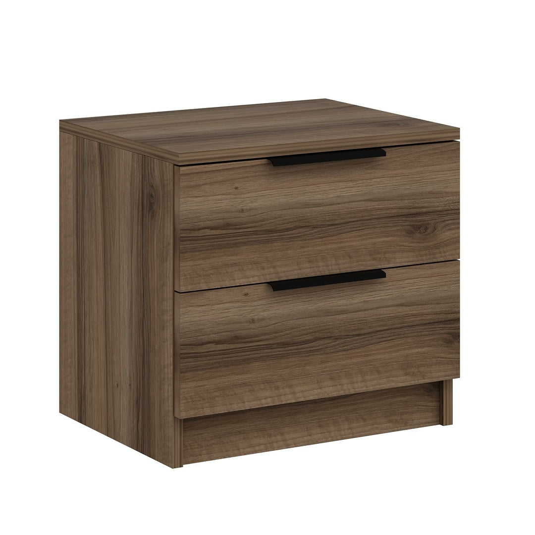 FUNZI LIVING Plus 7911 sengebord m. 2 skuffer valnøddefarvet melamin 54x47