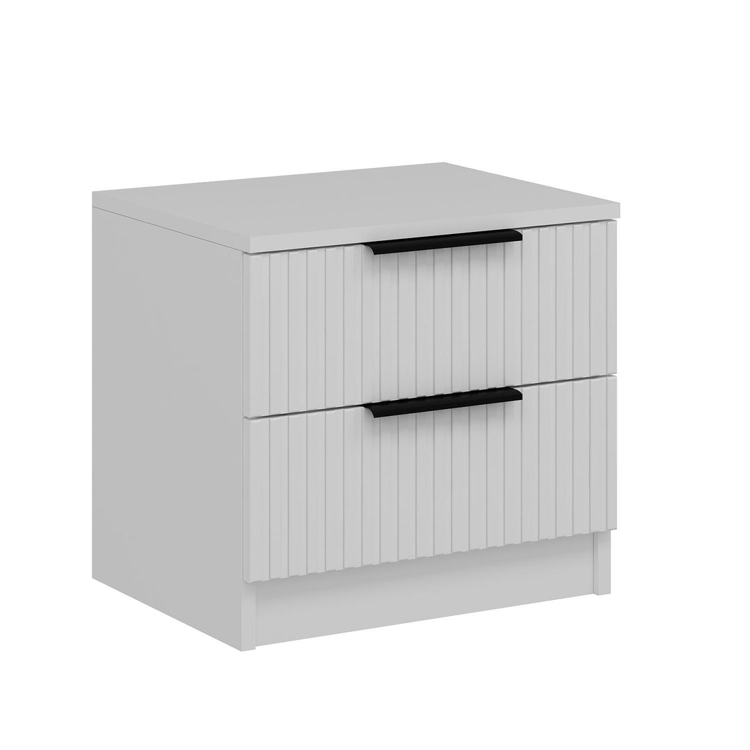 FUNZI LIVING Plus 7910 sengebord m. 2 skuffer hvid melamin 54x47