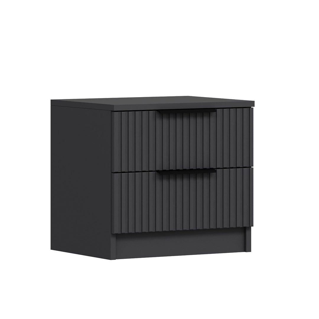 FUNZI LIVING Plus 7898 sengebord m. 2 skuffer antracitgrå melamin 50x47