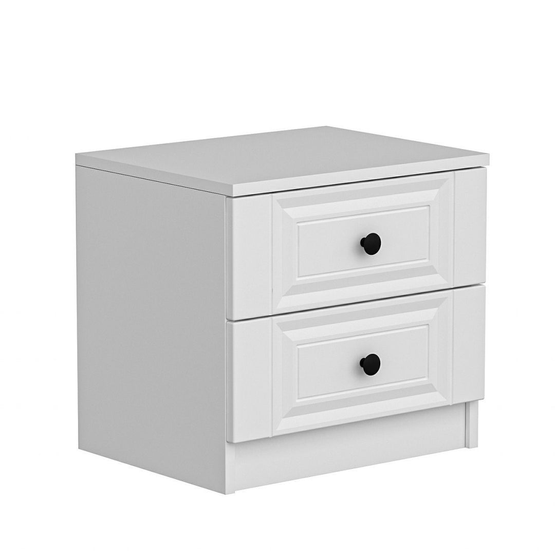 FUNZI LIVING 4923 sengebord m. 2 skuffer hvid melamin 54x47