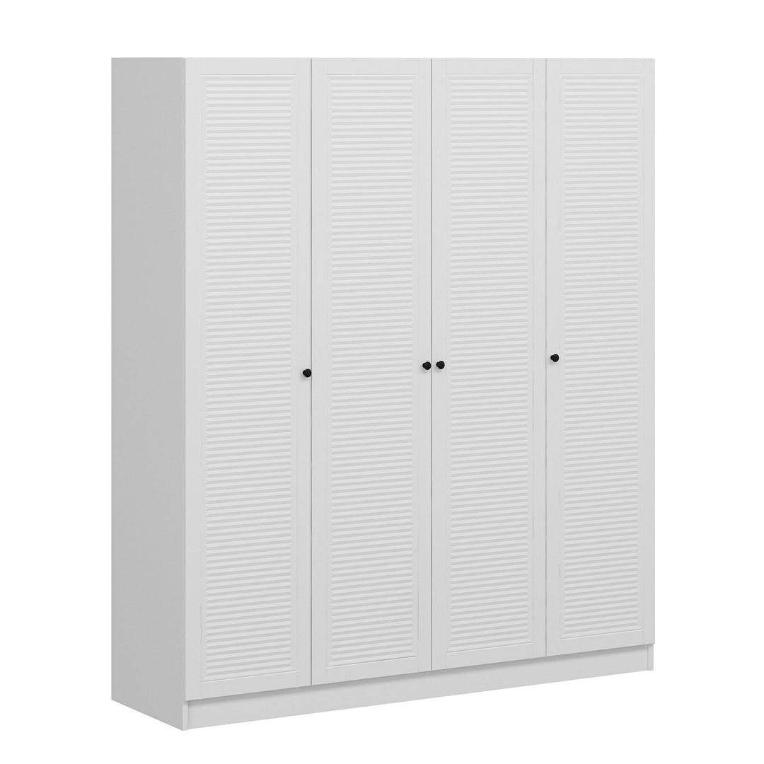 FUNZI LIVING Mebran 8391 garderobeskab 4 låger 1 bøjlestang 2 skuffer hvid melamin