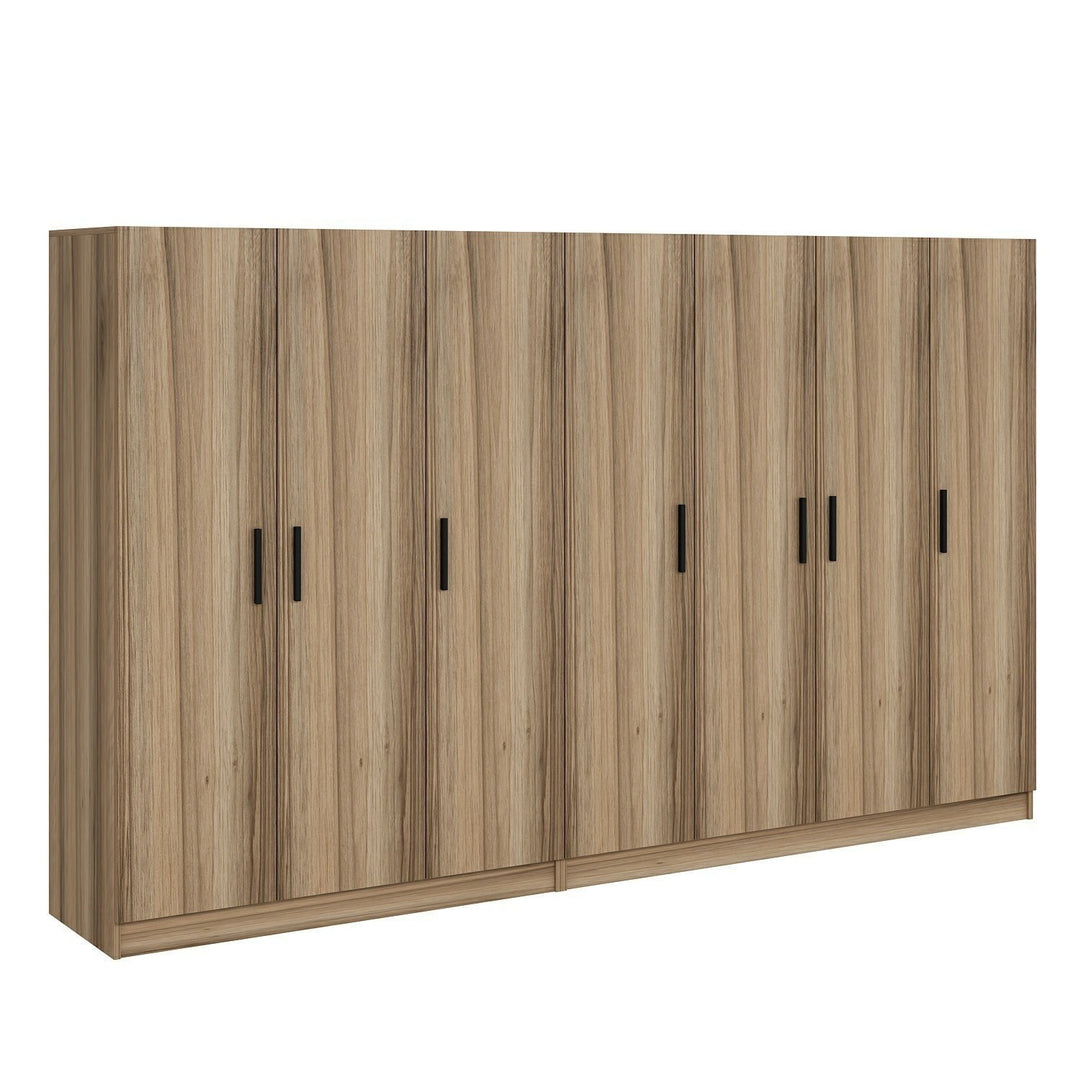 FUNZI LIVING 7633 garderobeskab m. 7 låger 2 bøjlestænger 4 skuffer hylder natur melamin