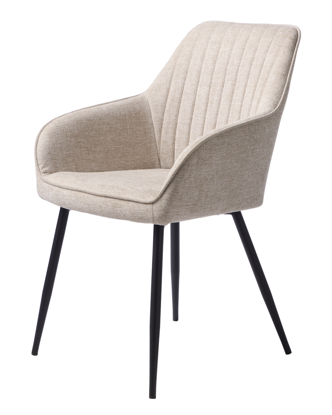 Nolan spisebordsstol stribe m. armlæn sand polyester og sort metal