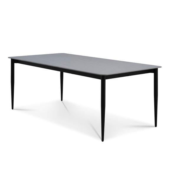 Arctic Classic spisebord rektangulær grå keramik og sort metal 100x220