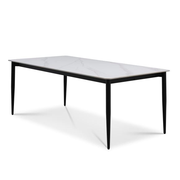 Arctic Classic spisebord rektangulær hvid keramik og sort metal 100x220
