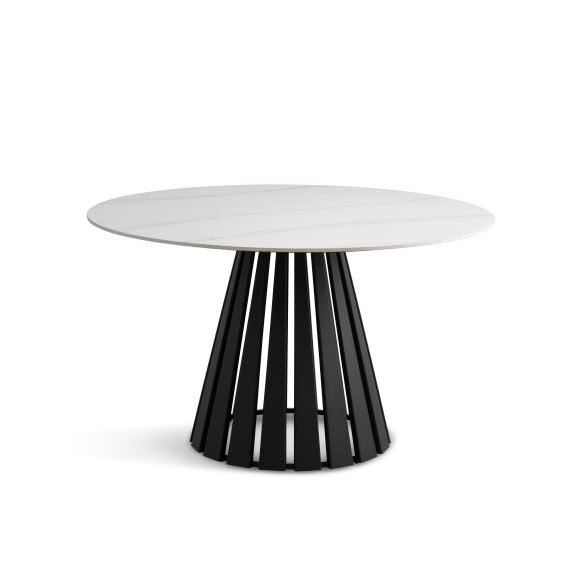 Arctic spisebord rund hvid keramik og sort metal Ø130