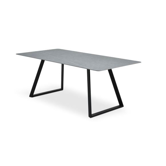 Arctic spisebord rektangulær grå keramik og sort metal 100x200