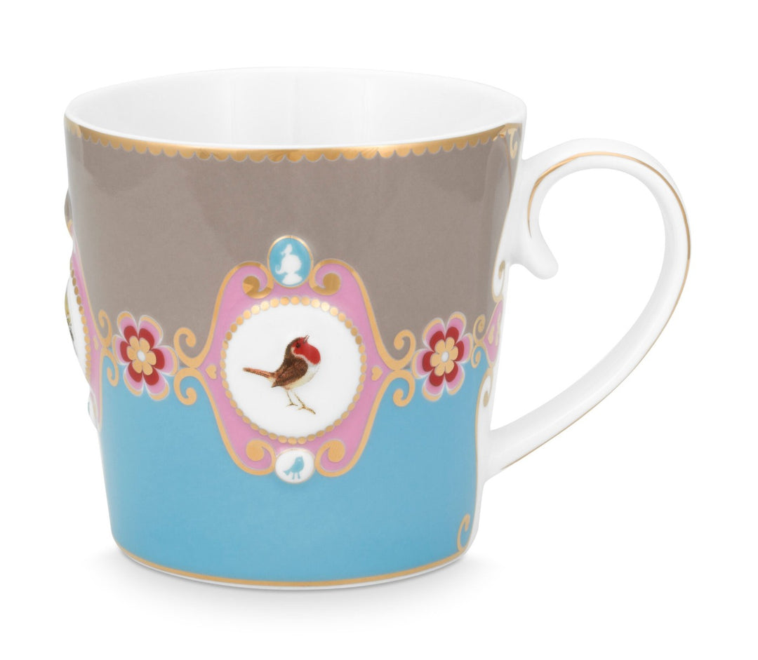Produktbillede af Mug Large Love Birds Medallion Blue-Khaki 250ml på tilbud i høj kvalitet