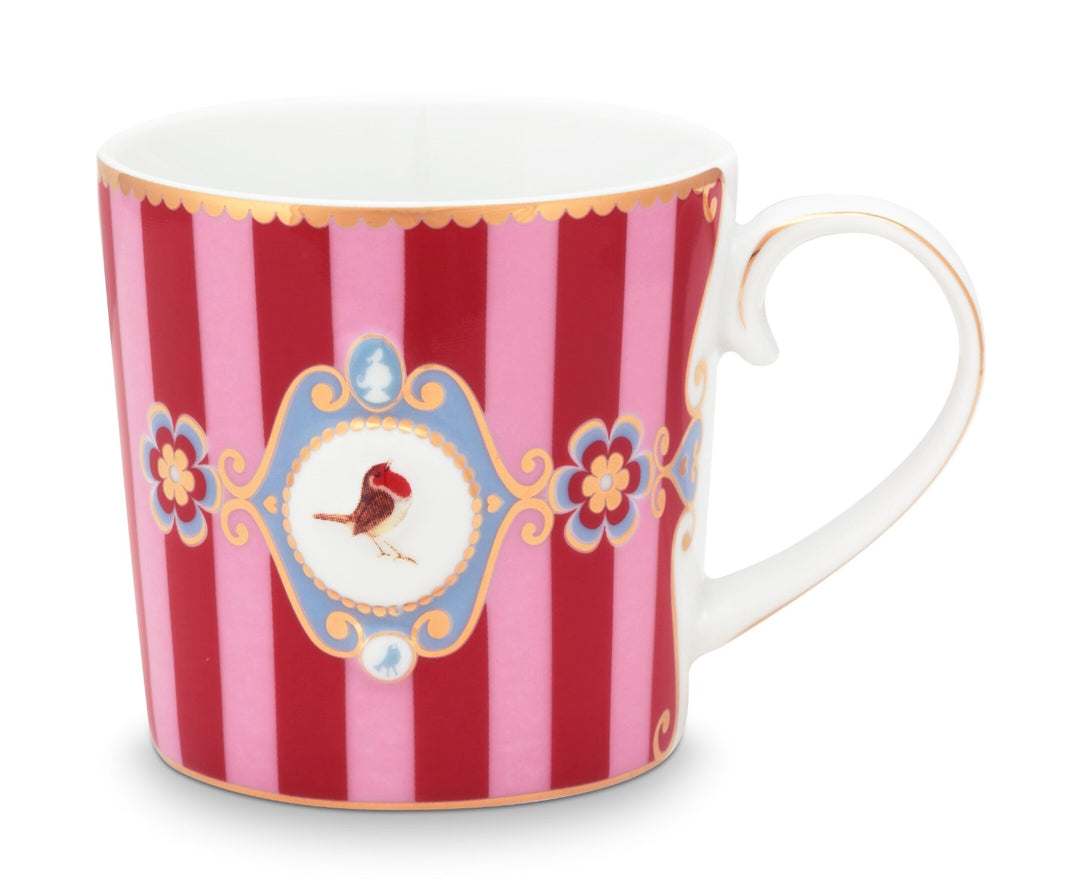 Produktbillede af Mug Small Love Birds Medallion Stripes Red-Pink 150ml på tilbud i høj kvalitet