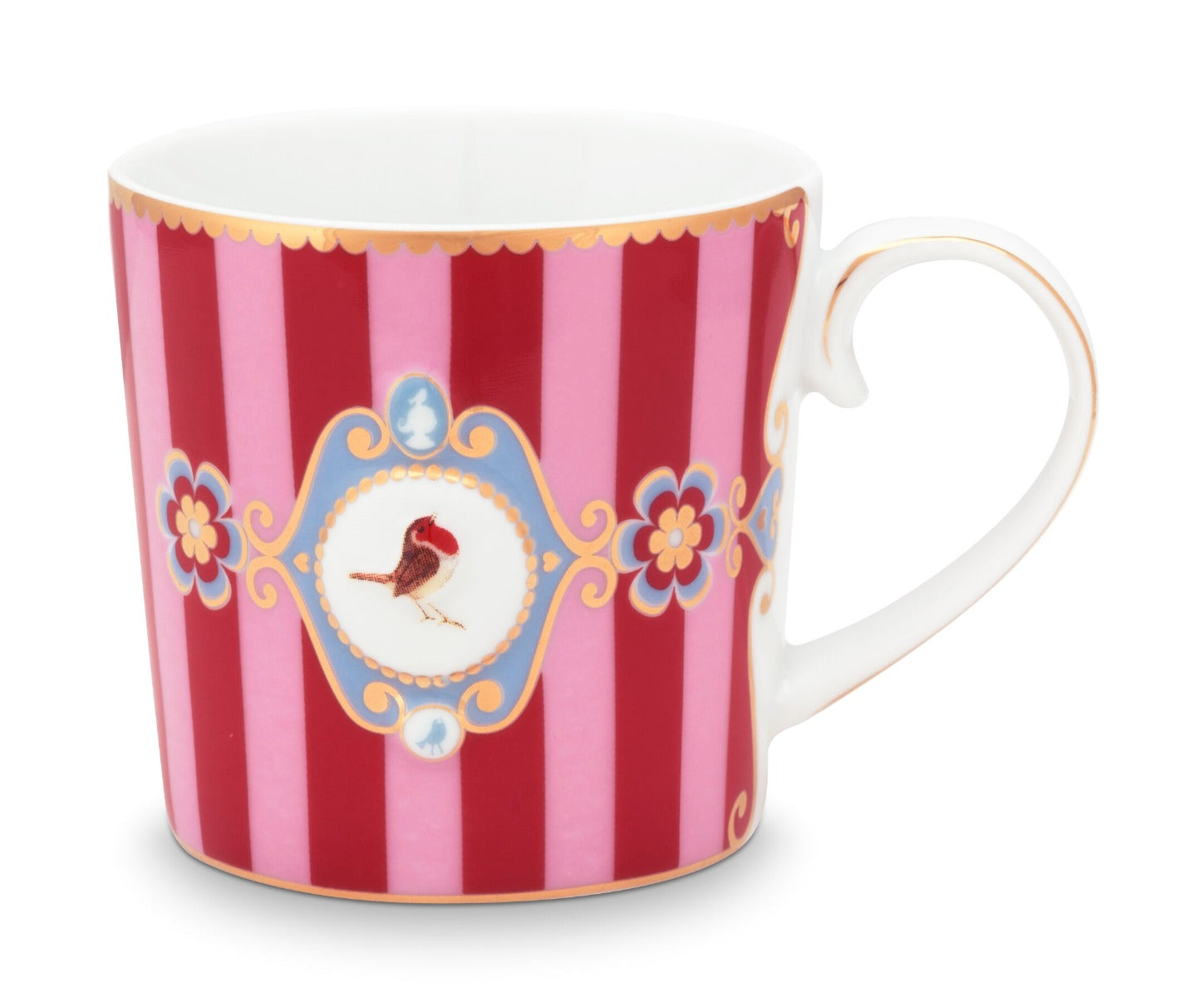 Produktbillede af Mug Small Love Birds Medallion Stripes Red-Pink 150ml på tilbud i høj kvalitet