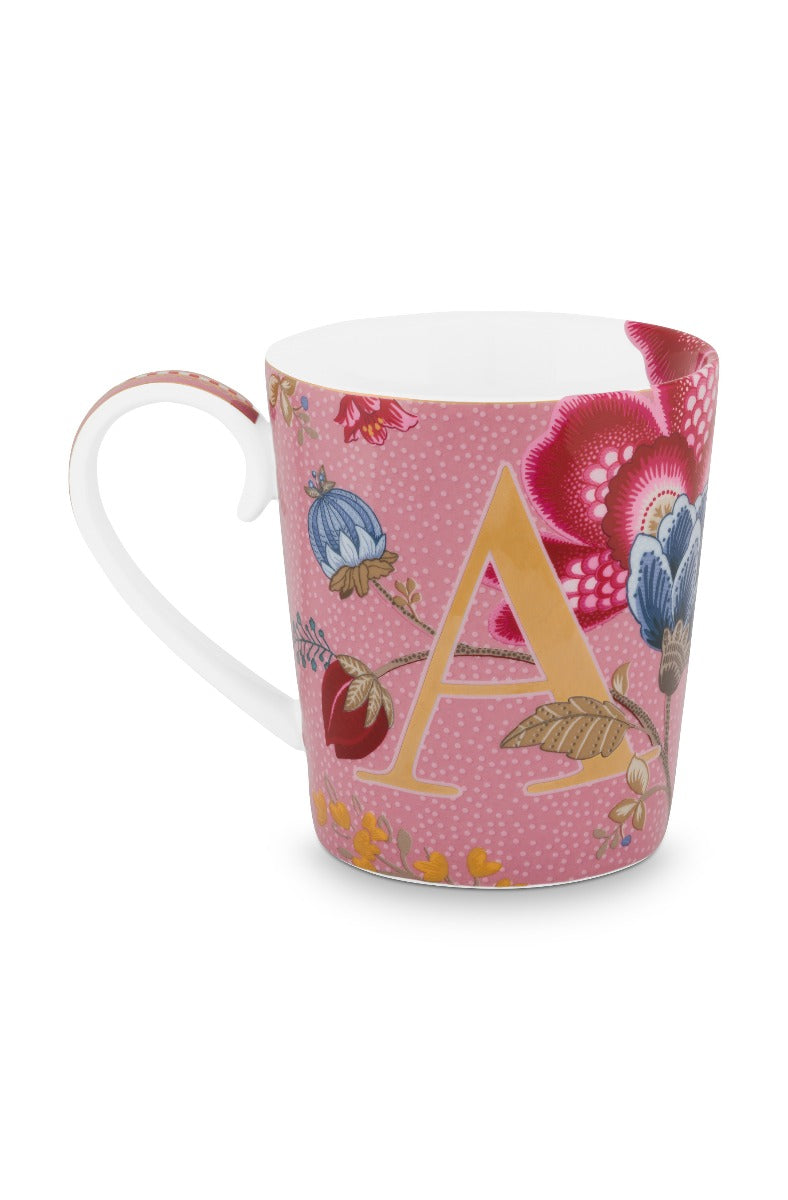 Produktbillede af PIP STUDIO Alfabet kop Floral Fantasy Pink A 350ML på tilbud i høj kvalitet