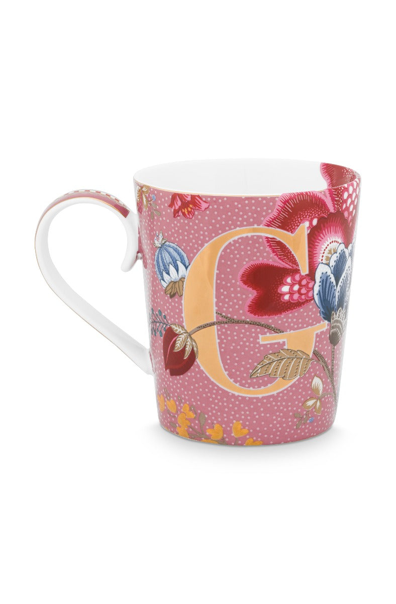 Produktbillede af PIP STUDIO Alfabet kop Floral Fantasy Pink G 350ML på tilbud i høj kvalitet