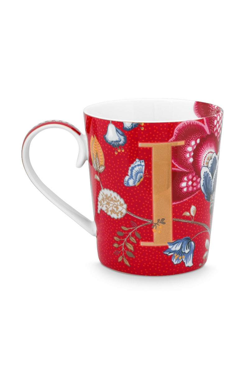 Produktbillede af PIP STUDIO Alfabet kop Blushing Birds Red I 350ML på tilbud i høj kvalitet
