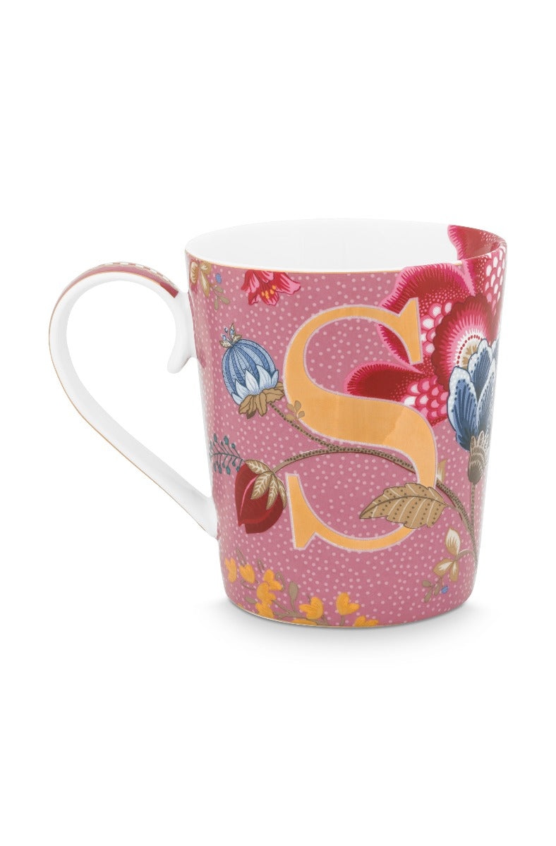 Produktbillede af PIP STUDIO Alfabet kop Floral Fantasy Pink S 350ML på tilbud i høj kvalitet