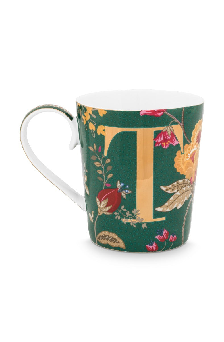 Produktbillede af PIP STUDIO Alfabet kop Floral Fantasy Green T 350ML på tilbud i høj kvalitet