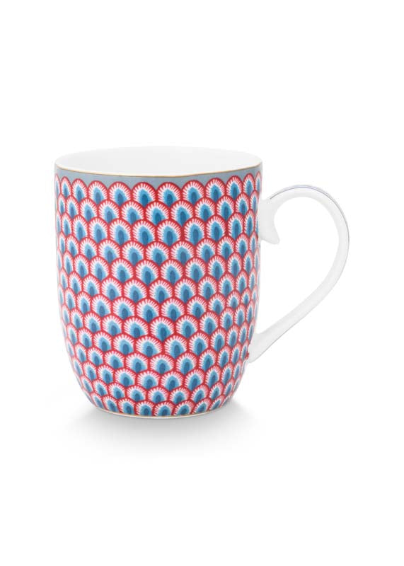 Produktbillede af Mug Small Flower Festival Scallop Red-Light Blue 145ml på tilbud i høj kvalitet